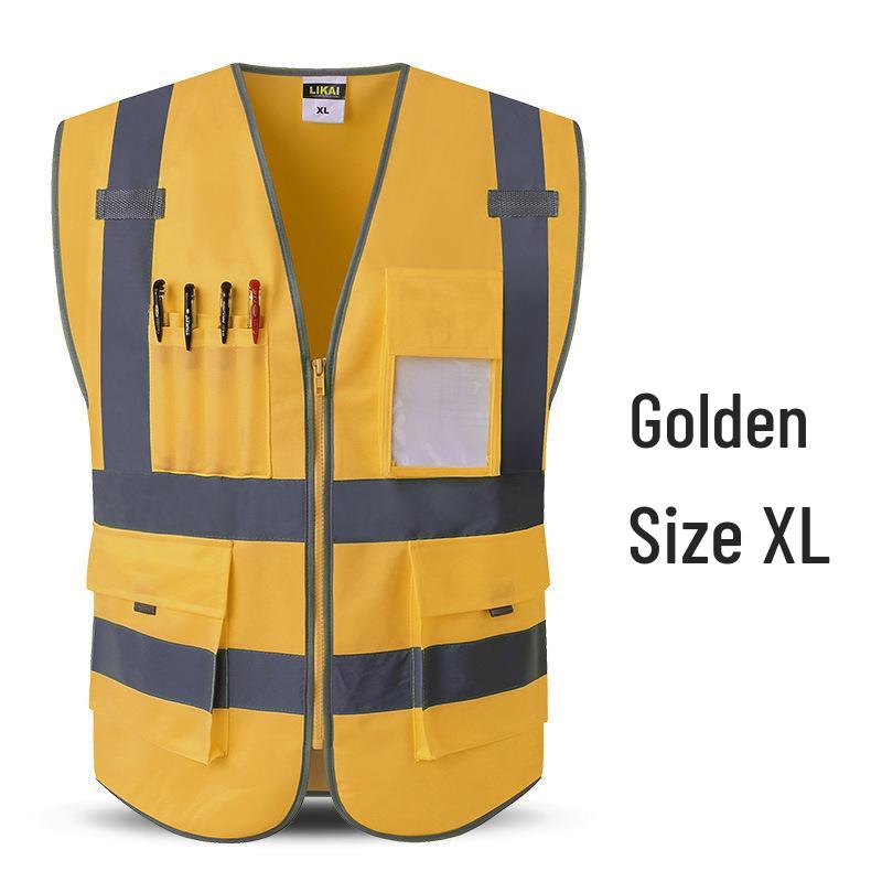 LIKAI Reflective Safety Vest - High-Visibility Construction Traffic Gear, Customizable Fluorescent Workwear.