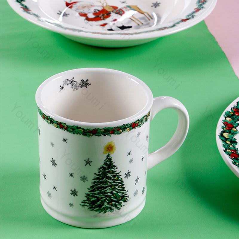 Креативная рождественская керамическая тарелка, столовая посуда, роскошные ресторанные тарелки для стейков, пасты, домашняя вкусная еда, суповая тарелка, изысканные кружки