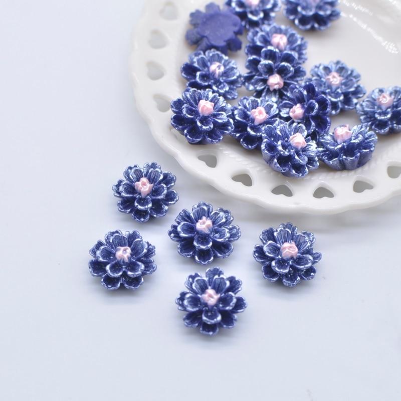 50Pcs 12mm 3D Mini Flower Lotus Flatback Planar Resin Accessories DIY Craft Phone Patches Arts Material