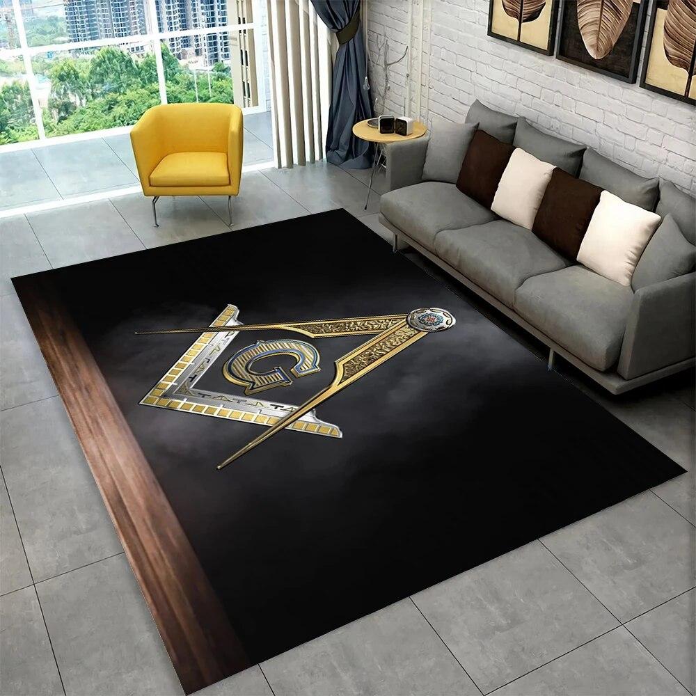 3D Freemason Masonic Illuminati Ring Area Rug,All Seeing Eye Carpet Rug for Living Room Bedroom Doormat Decor,Non-slip Floor Mat