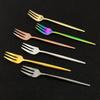 6Pcs Tea Fork Stainless Steel Tableware Set Fruit Fork Dinnerware Cutlery Set Gold Cake Snack Gold Salad Fork Kitchen Utensils