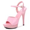 Fashion Womens High Heels Sandals 13cm Sexy Stripper Party Pumps Shoes Women Gladiator Platform Candy Color Sandals Size 34-43