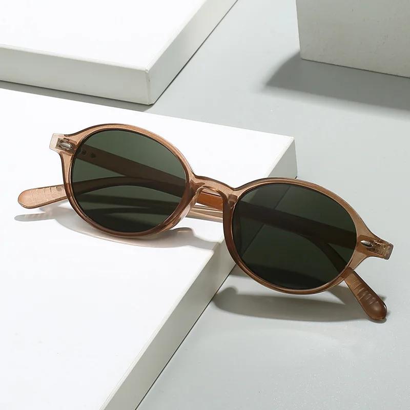 Men Oval Retro Small Shauna Rivets Sunglasses Fashion Women Dark Green Sun Glasses
