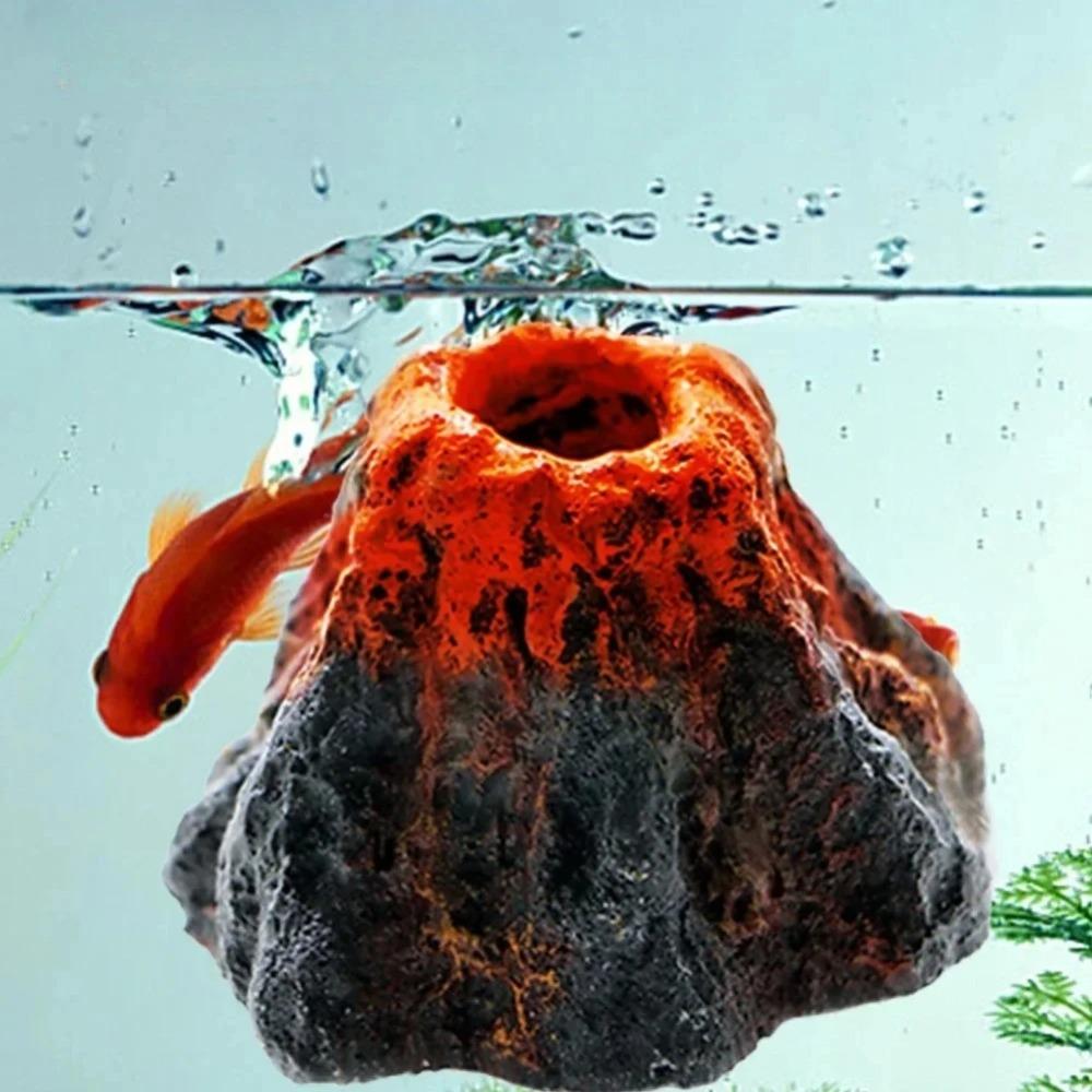 Simulation Volcano Rockery Aerator for Aquarium Fish Tank with Bubble Stone Oxygen Pump Accessory Home Garden Decor