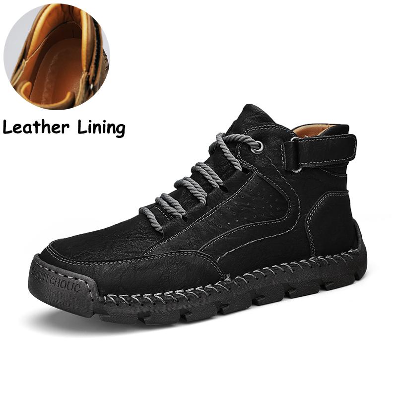 Men's Ankle Boots Handmade Plush Shoes Casual Shoes Autumn and Winter Plus Size 39-48