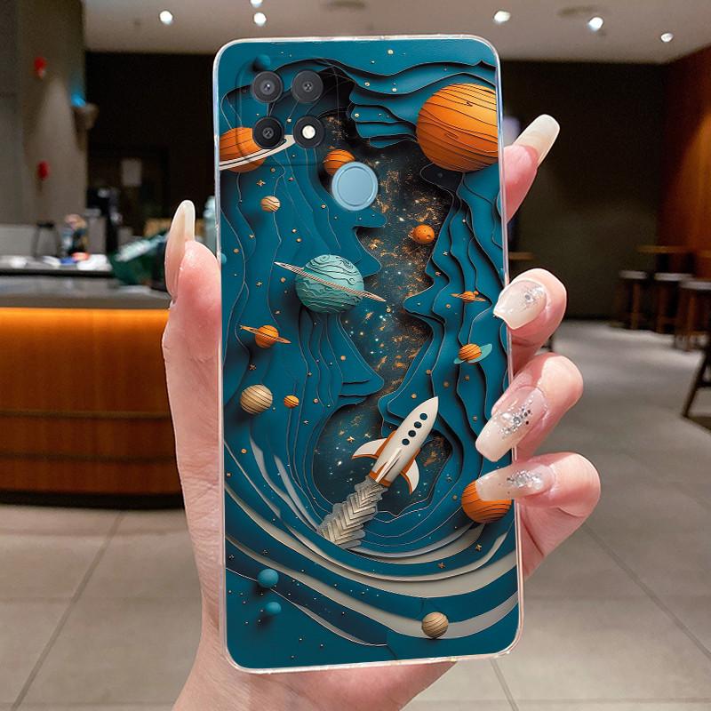 For Oppo A15 CPH2185 Case A15S CPH2179 Clear Fashion Butterfly Flowers Painted Soft TPU Back Cover For Oppo A15 A15S Phone Case