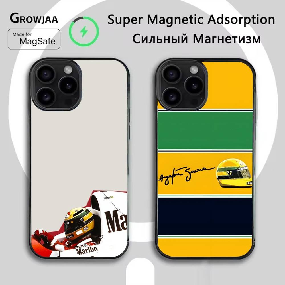 Чехол для телефона F1 A-Ayrton Tacing Driver Senna для iPhone 16e, 16, 15, 14, 13, 12, 11, Plus, Pro, Max, Mini с магнитной беспроводной зарядкой Magsafe