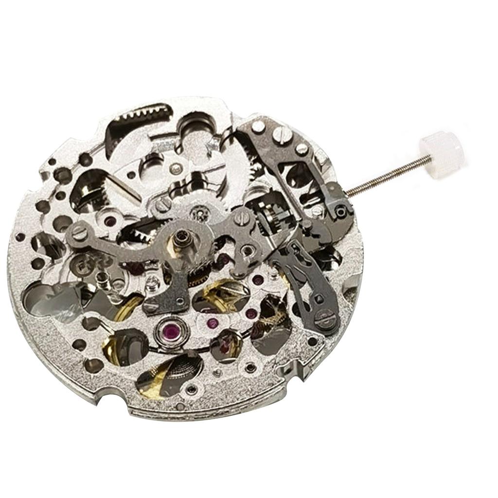 For Miyota Skeleton 8N24 Mechanical Movement Silver Automatic Winding 21 Jewels Japan Skeletonized Mechanism High Accuracy