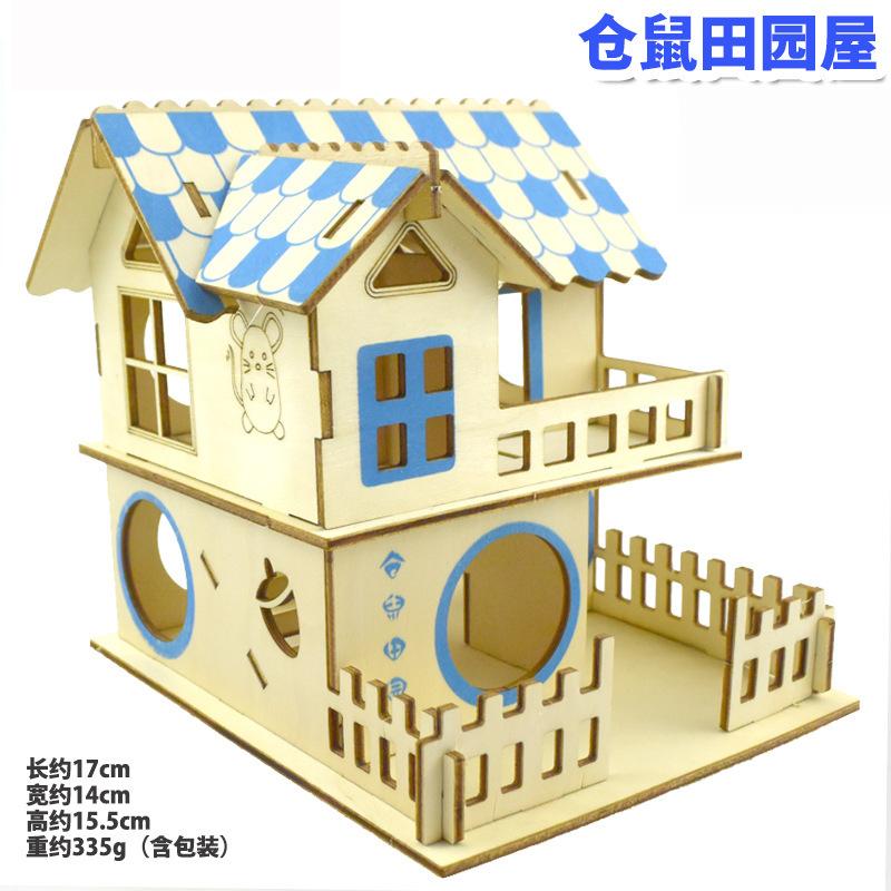 Экологическое деревянное убежище для хомяка, деревянная хижина, двухслойная вилла с мелкими животными, игрушка для скалолазания