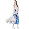 Spring Autumn Women Elegant Butterfly Print Loose Party Pleated Dress Half Sleeve Oversized Long Maxi Robe