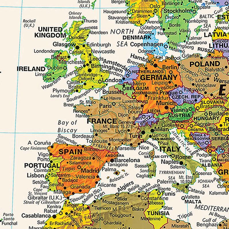 World Map-Countries with Cities,Polyester Wall Hanging,for Kids' Room,Living Room,Dorm,Educational Decor,Wall Art,Travel Tools