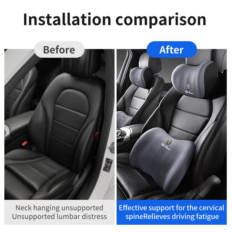 dyway0 2026 Hot Alfa Romeo Car Logo Seat Head Support Cushion Lumbar Protector Pad Auto Styling Accessories For Alfa Romeo Giulia 147 M