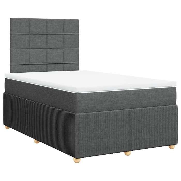 Maison Exclusive - Sommier à lattes de lit avec matelas gris foncé 120x190cm tissu