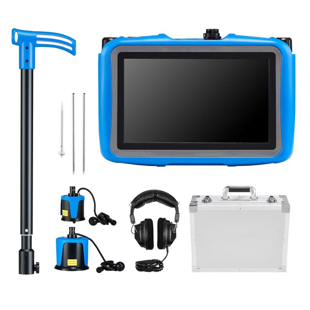 Pipe Water Leak Detector for Outdoors, 1Hz-10000Hz, LCD Touchscreen Leakage Detection Locator for 5m Underground Plumbing - with Medium & Large