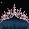 5 Colors Princess Queen Girls Pink Opal Crystal Tiara For Women Party Birthday Crown Hair Accessories Headwear Jewelry