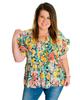 Azura Exchange Блузка с цветочным принтом и оборками на коротких рукавах
