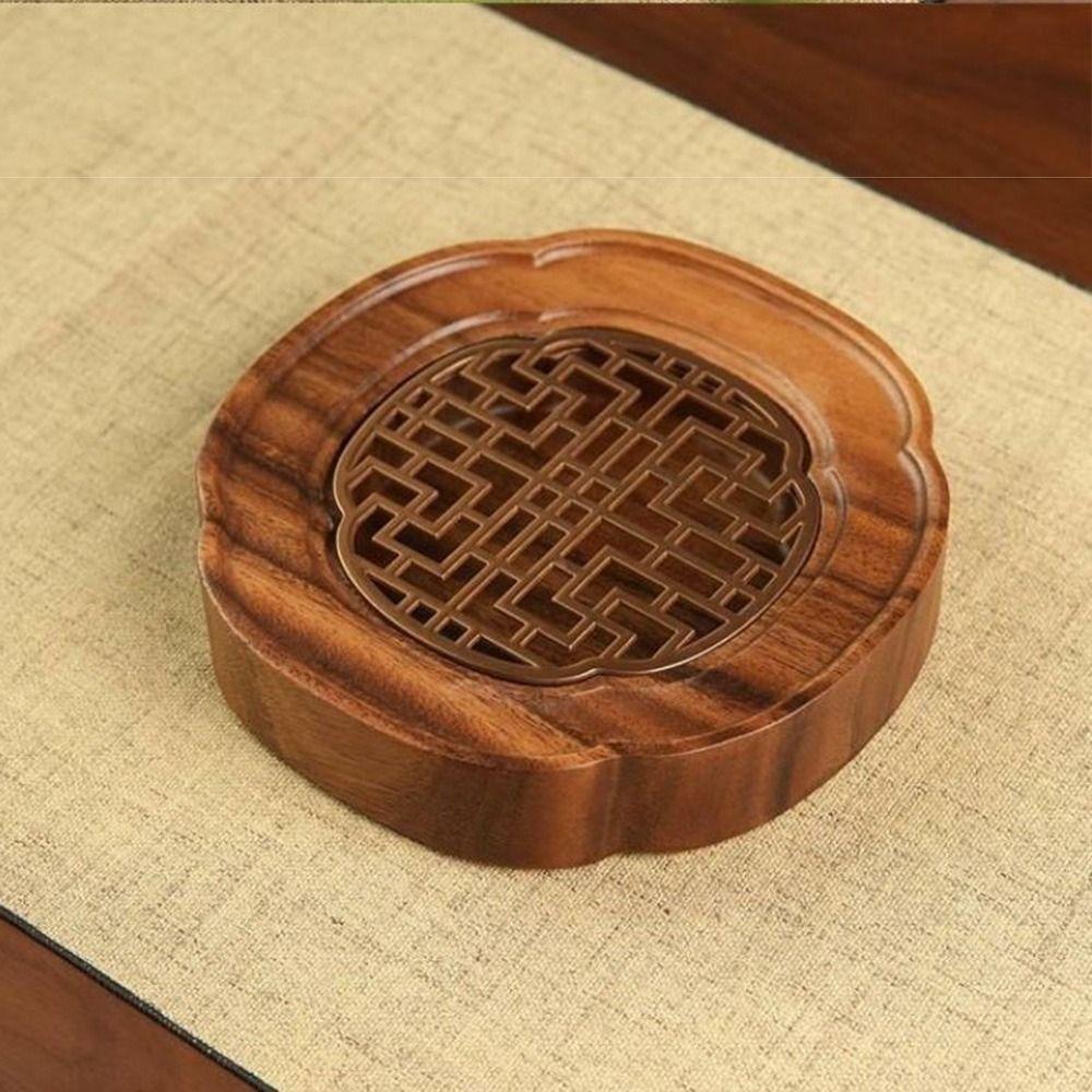 Walnut Wood Bearing Wood Tea Tray Water Storage Detachable Dry Brewing Tea Table Drainage Hollow Out Teapot Drain Plate