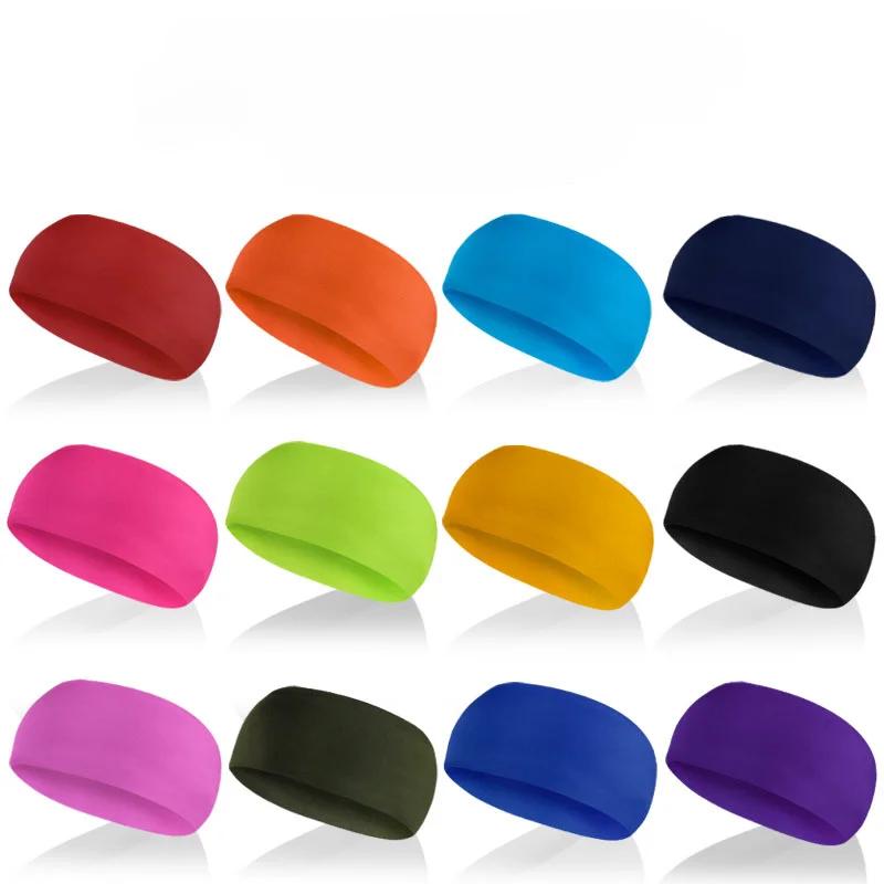 Men Headband High Elastic Gym Running Tennis Headwrap Sports Sweatband Solid Color Breathable Football Badminton Yoga Hair Bands