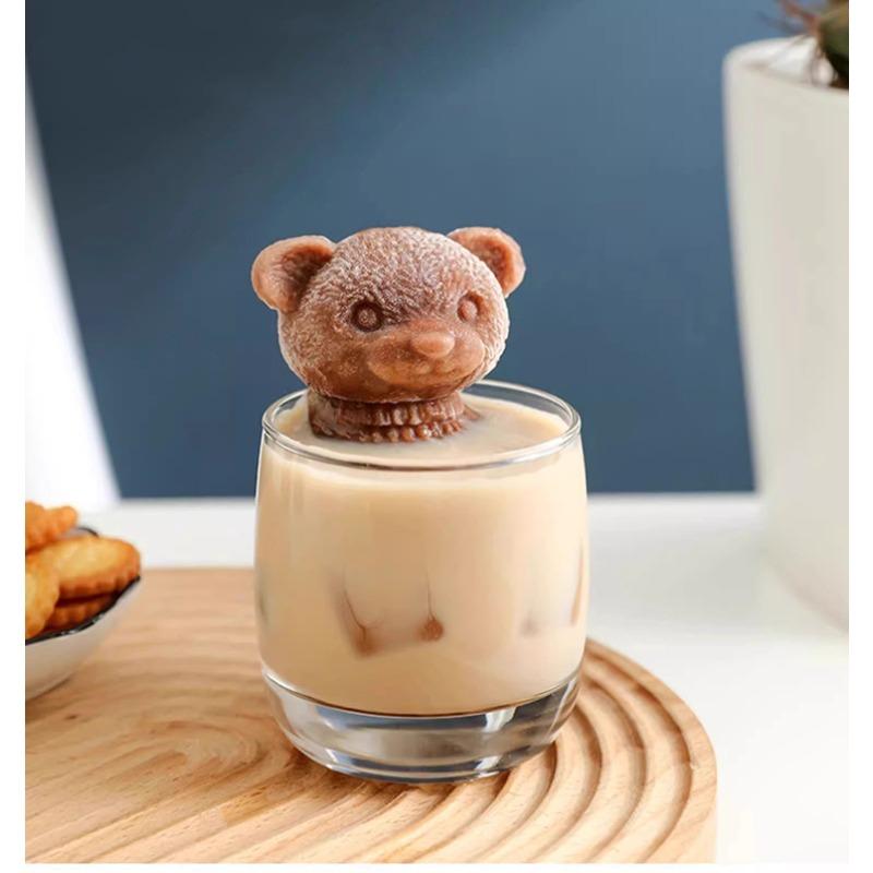 Форма для льда в виде медведя Трехмерный силиконовый лед в виде медведя, шлифующий 3D-молочный чайный напиток, форма для льда в виде медведя в виде виски в виде животного