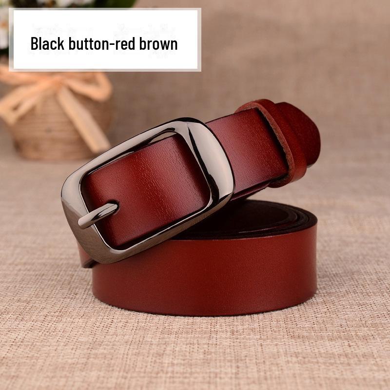 Women's Genuine Leather Korean Style Belt with Pin Buckle - Fashionable Cowhide Accessory