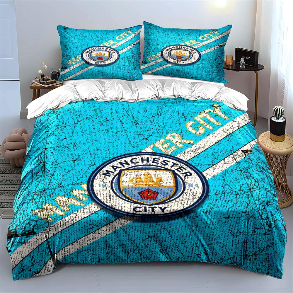 Manchester City Bedding Set Bedding Duvet Cover Set Duvet Cover Pillowcases (1 * Duvet Cover 2 * Pillowcases, without duvet insert)
