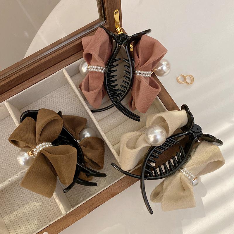 Жемчужный галстук-бабочка заколка для волос плюшевый конский хвост фиксированный элегантный зажим для волос женский головной убор аксессуар подарок для девочки