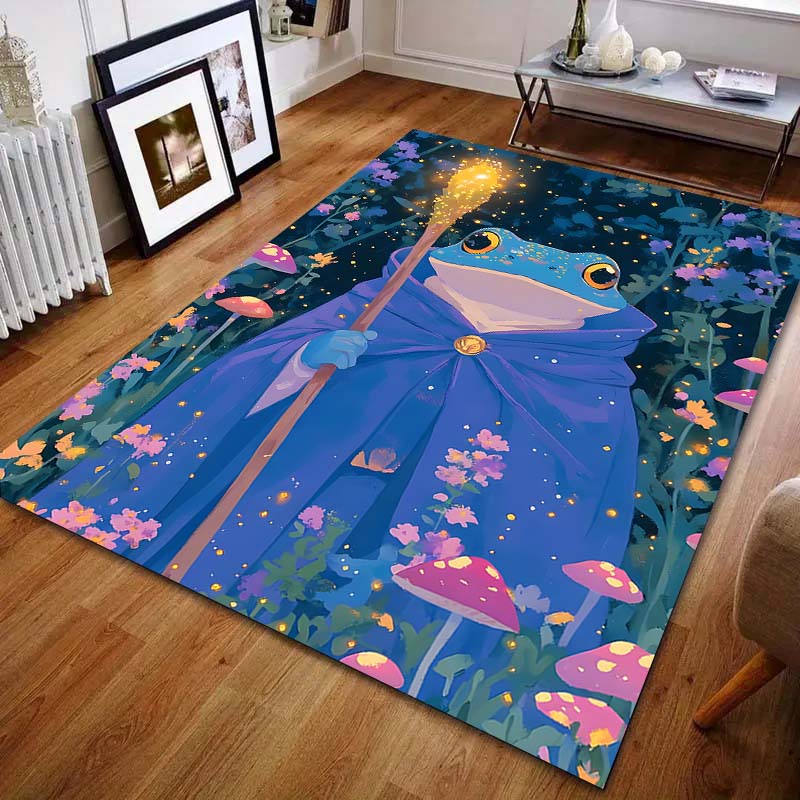 1PC Frog wizard with staff at night Carpet for Living Room Bedroom Sofa Home Decor Rus Non-slip Floor Mat Luxury Gift