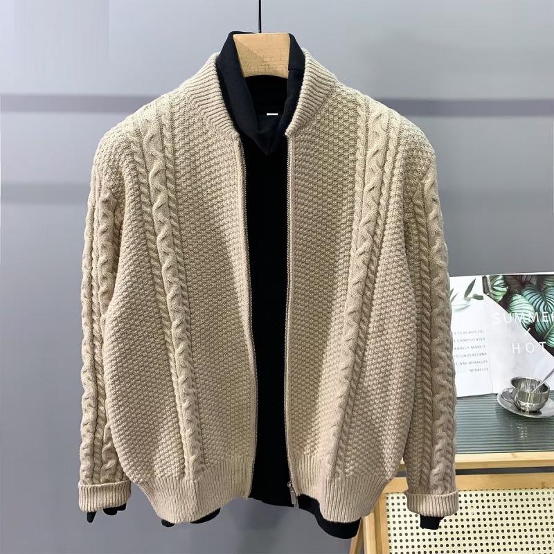 Мужской однотонный вязаный кардиган-свитер - универсальная модная куртка на весну и осень (2022)