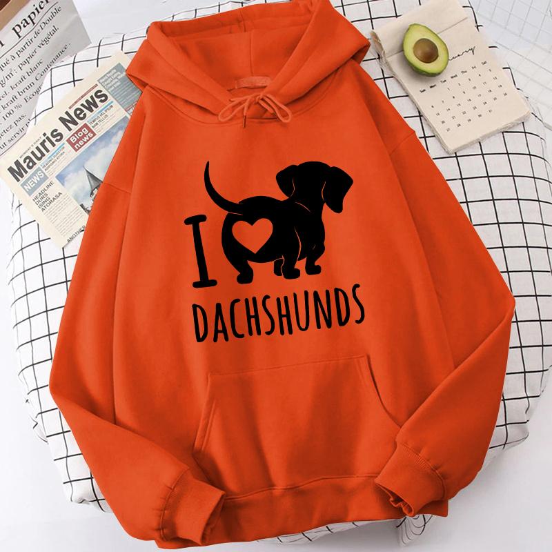 (Толстовки высокого качества)Новые толстовки с принтом «Я люблю таксу», женские толстовки унисекс, повседневные топы с капюшоном, пуловеры