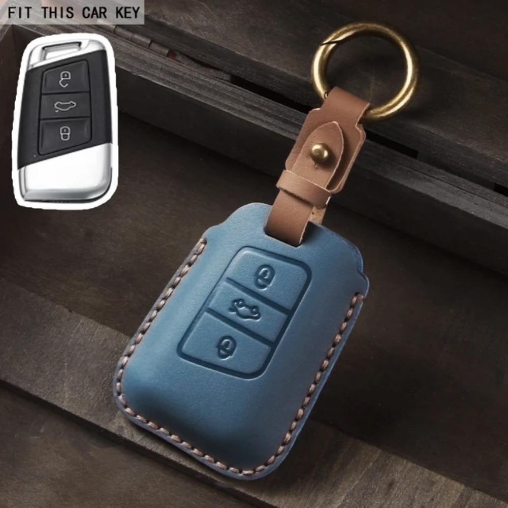 Leather Car Key Case Cover Fob For VW Volkswagen Polo Tiguan Passat B5 B6 B7 Golf MK Jetta Skoda Kodiaq Superb Octavia Seat Etc