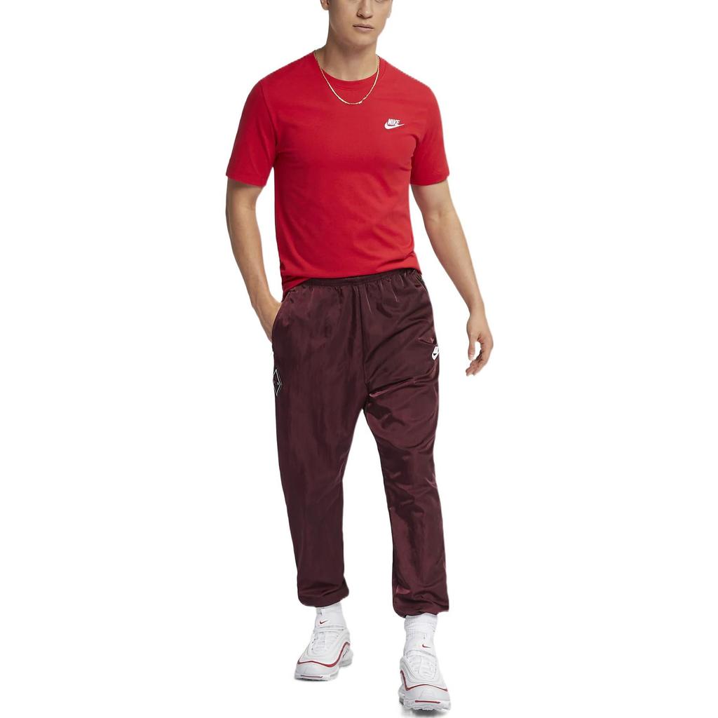 Nike Solid Color Embroidered Small Round Neck Short Sleeve Red Men's AR4999-657