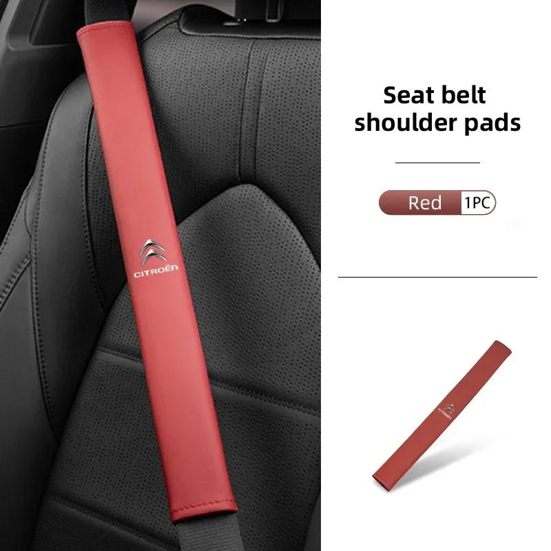 Car Extended Belt Cover Shoulder Pads Leather Seat Belt Cover For Citroen C5 C1 C2 C6 C4L DS3 DS4 DS5 C-Elysee Grand Berlingo and123