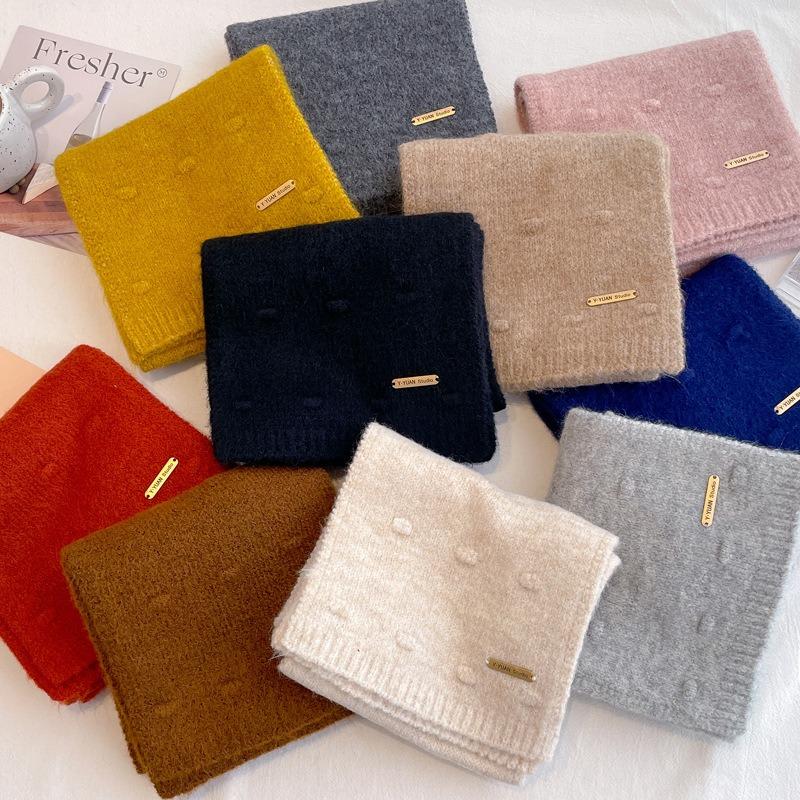 New Christmas Gift Cute Red Scarf Women's Winter New Warm Versatile Knitted Wool Couple Scarf