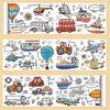 Children Graffiti Scroll Coloring Poster Print Colorfast Animals Drawing Tablecloth Clear Kids Coloring Banner