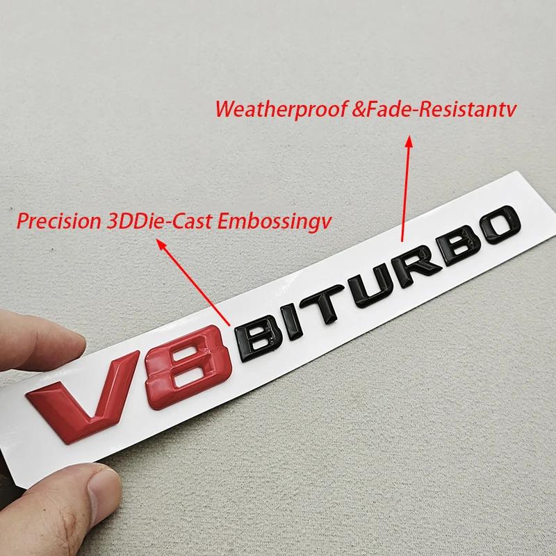 3D V8 BITURBO Emblem Fender Badge Car Sticker For Mercedes Benz AMG G63 C63 E63 S63 Auto Side Decal Styling Accessories sss1