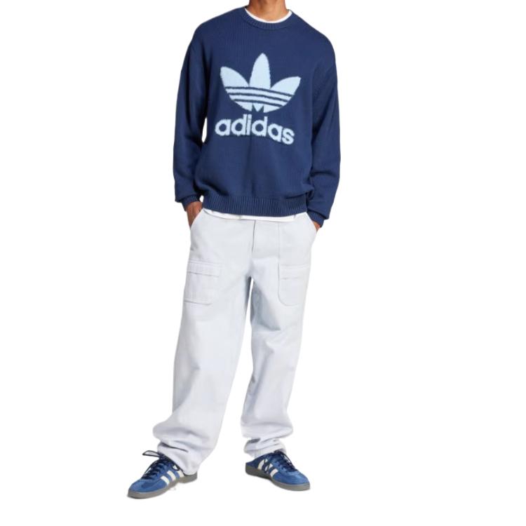 adidas Originals SS25 Classic Sports Series теплая удобная приятная для кожи толстовка с длинным рукавом мужская толстовка темно-индиго JC6349