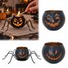 Funny Shadow Projector Halloween Pumpkin Glass Candle Holder, Iron Art Tealight Lantern for Tabletop Window Indoor Decorative Votives And Fireplace