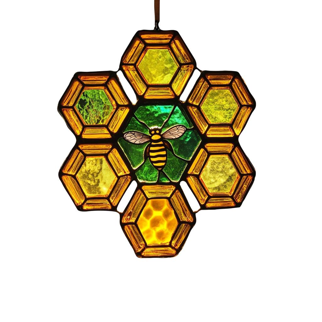 Bee Suncatcher Ornament Acrylic Window Decoration, Creative Lighting Craft Pendant Home Decoration Hanging
