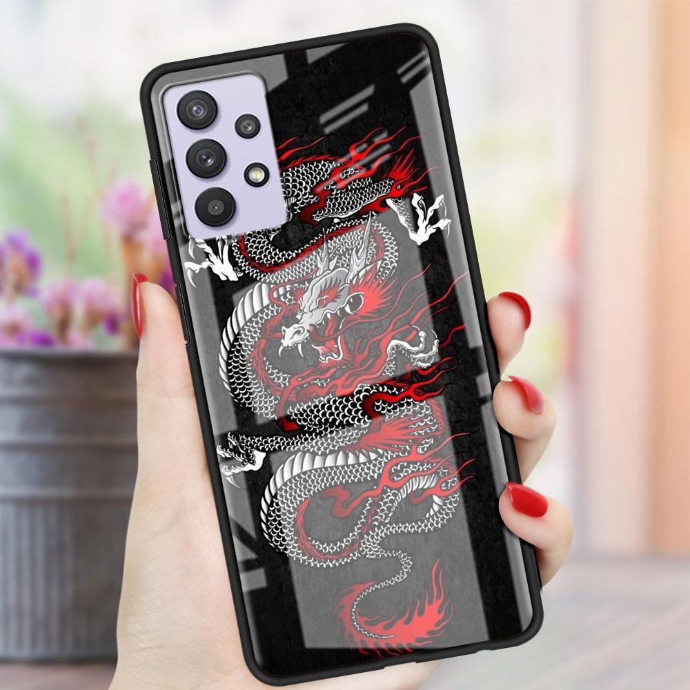 Чехол Dragon Animal Glass для Samsung Galaxy A52 A71 A50 A51 A70 A21s A31 A72 A10 A12 A30 A22 5G Phone Cover