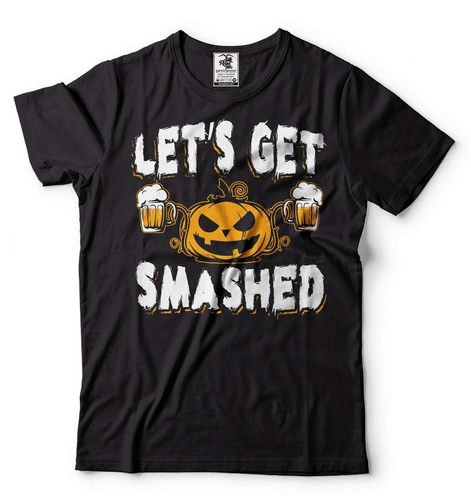 Let's Get Smashed Shirt Funny Halloween Pumpkin Beer Drinking Party Shirts Unisex T-Shirt