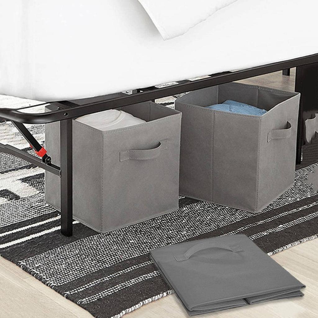 1 шт. - Серый открытый квадратный ящик для хранения со складной тканью для домашнего использования, корзина для сортировки закусок и разных предметов