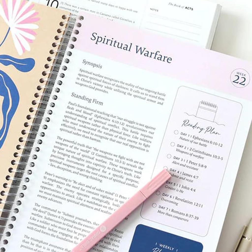 The Bible In A Year: A 52-Week Bible Study Guide for Women, A Spiral Bible Study Guide Journal, A Beautiful Year In the Bible((A4 Size) 1pc)