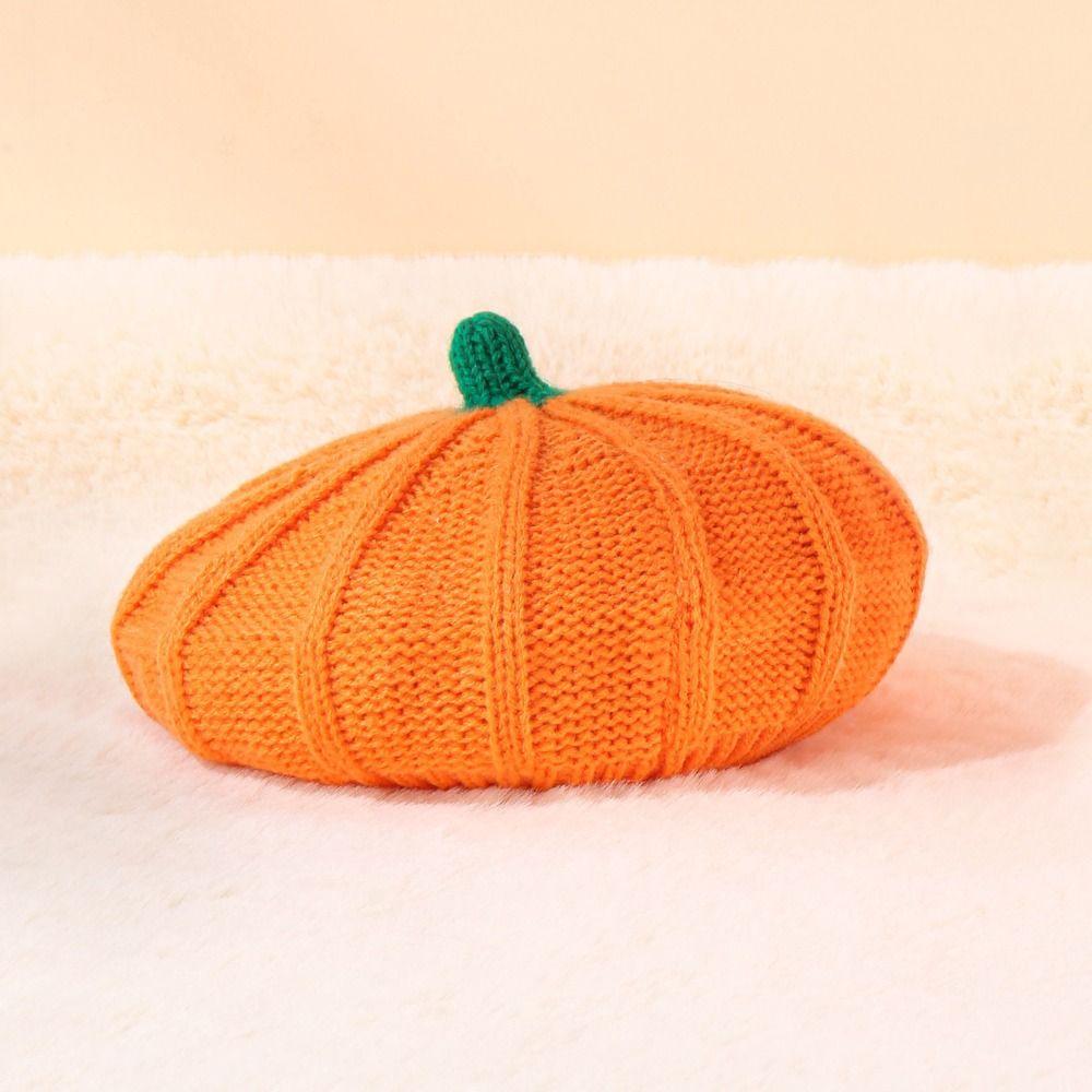 Painter Hat Pumpkin Beret Orange Parent-Child Hat Fashion Knitted Hat Kids
