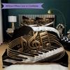 Classic Black Treble Clef Pattern Bedding uilt Set uilt Cover Pillowcase Home Decoration Birthday Gift (1 * duvet cover + 2 * pillowcase without core)