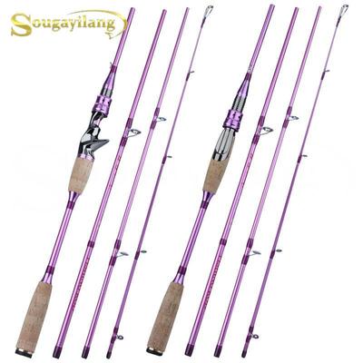 Удочка Sougayilang, 4 секции, удочка из углеродного волокна, спиннинговая / литая удочка, рыболовные снасти