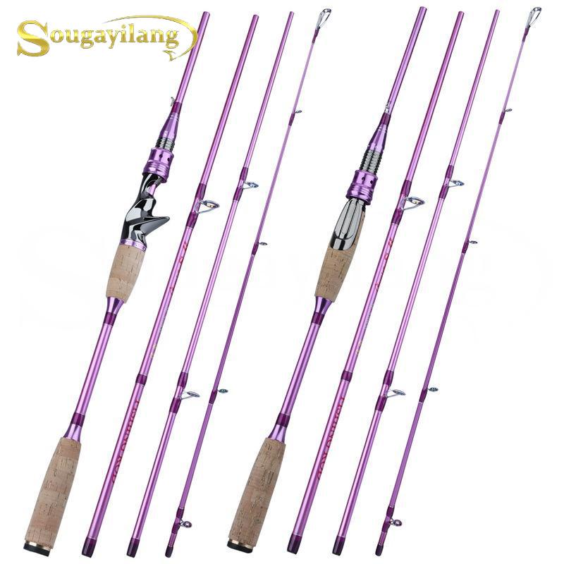 Удочка Sougayilang, 4 секции, удочка из углеродного волокна, спиннинговая / литая удочка, рыболовные снасти
