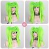 Green Neat Bangs Double Ponytail Synthetic Wig Short Medium Straight Hair Free Switching Stylish Wig for Various Occasions