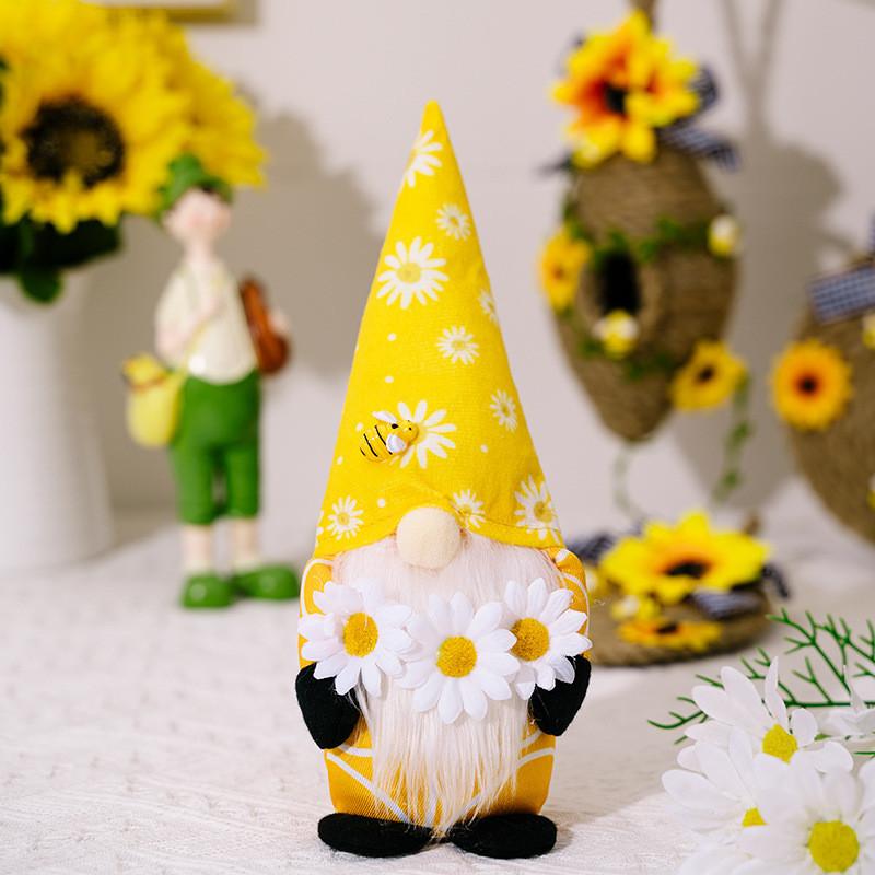Adorable Plush Bumblebee Gnome Decor With Sunflowers For Festive Home Decorations