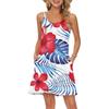 Women's Fashion Casual Beach Dresses Vintage Floral Printed With Pockets Dresses
