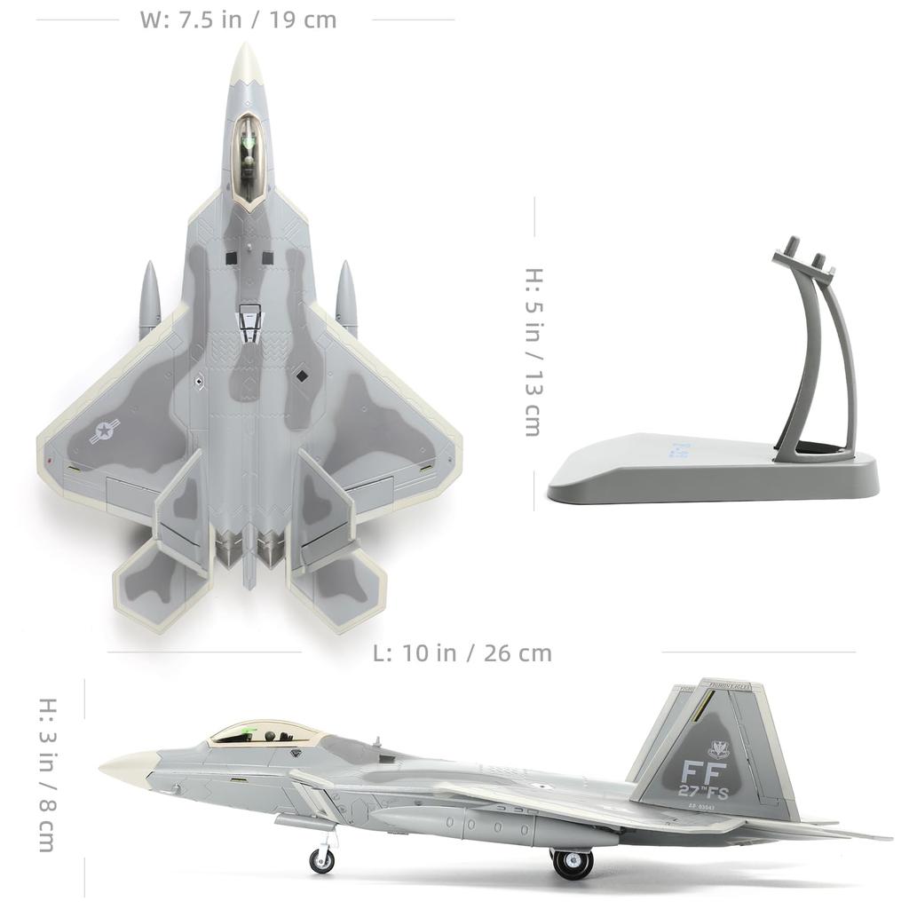 NUOTIE Raptor Metal Fighter Attack Prebuild Model Finish Product Aircraft Alloy Diecast Airplane Military Display Model Aircraft 27th 1/72 F-22 (FF